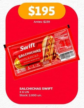 Supermercados Tadicor Salchichas SWIFT x 6 un oferta
