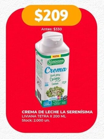 Supermercados Tadicor Crema de Leche LA SERENÍSIMA x 200ml oferta
