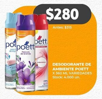 Supermercados Tadicor Desodorante de Ambiente POETT x 360ml variedades oferta