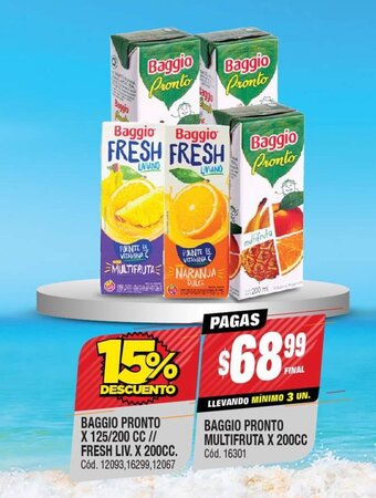 Supermercados Yaguar Baggio Pronto Multifruta x 200cc oferta
