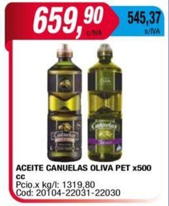 Maxiconsumo Aceite CANUELAS Oliva Pet x 500cc oferta