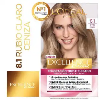 Coto Tintura permanente excellence creme de loréal parís 81 rubio claro ceniza x 47 gr oferta