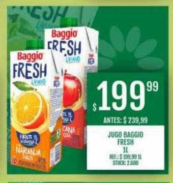 Supermercados Todo Jugo baggio fresh oferta