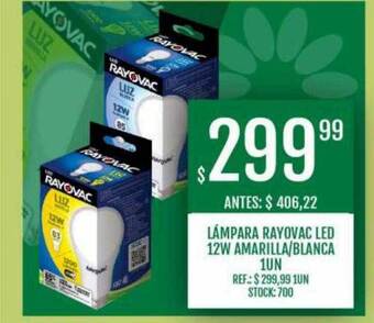 Supermercados Todo Lámpara rayovac led 12w amarilla blanca oferta