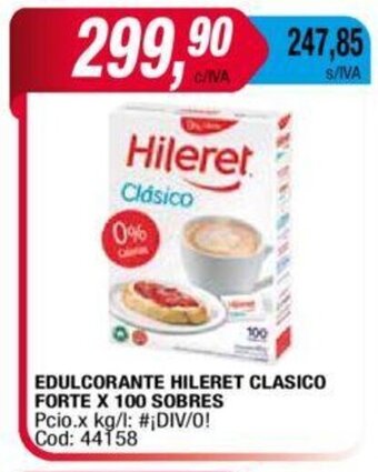 Maxiconsumo Edulcorante HILERET Clasico Forte x 100 sobres oferta