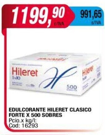 Maxiconsumo Edulcorante HILERET Clasico Forte x 500 sobres oferta