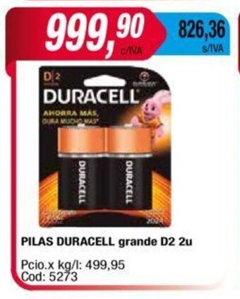 Maxiconsumo Pilas DURACELL Grande D2 - 2u oferta