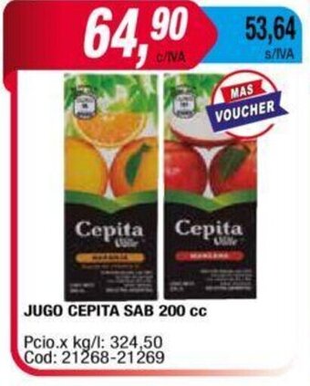 Maxiconsumo Jugo CEPITA sabores 200cc oferta