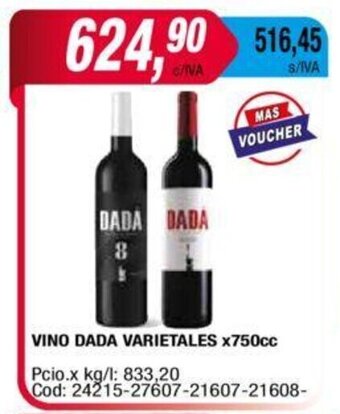Maxiconsumo Vino DADA varietales x 750cc oferta