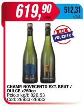Maxiconsumo Champ NOVECENTO Extra Brut / Dulce x 750cc oferta
