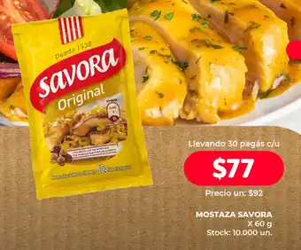 Supermercados Tadicor Mostaza Savora 60g oferta