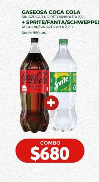 Super MAMI Gaseosa coca cola + sprite-fanta-schweppes oferta