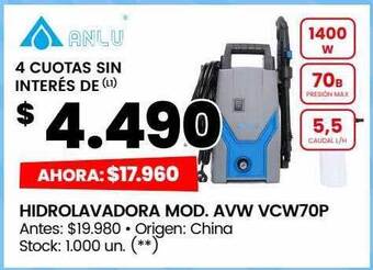 Changomas Hidrolavadora mod avw vcw70p anlu oferta