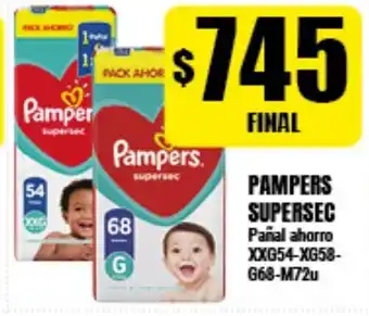 Supermayorista Vital Pampers Supersec Pañal ahorro XXG54-XG58-G68-M72u oferta
