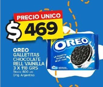 Carrefour Maxi Galletas oreo chocolate relleno vainilla 3 x 118g oferta