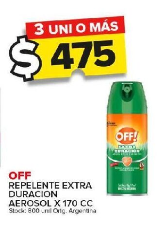 Carrefour Maxi Repelente off extra duración aerosol x 170cc oferta