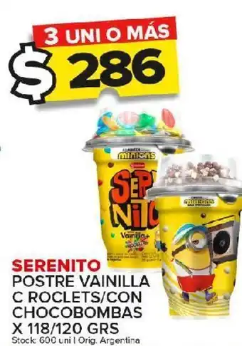 Carrefour Maxi Postre serenito vainilla con rocklets 120g/ chocobombas 118g oferta