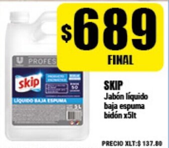 Supermayorista Vital Skip Jabón líquido baja espuma bidón x5lt oferta