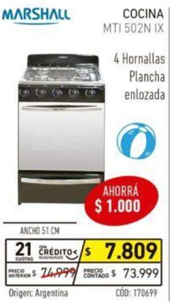 Musimundo Marshall Cocina MTI 502N IX oferta