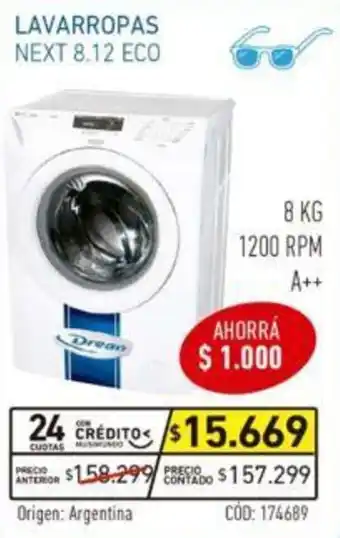 Musimundo Lavarropas Next 8.12 Eco - 8kg oferta