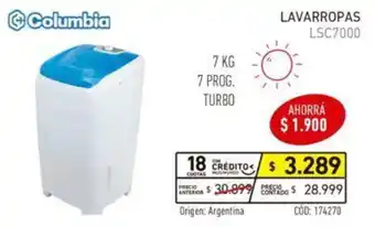 Musimundo Columbia Lavarropas LSC7000 - 7kg oferta