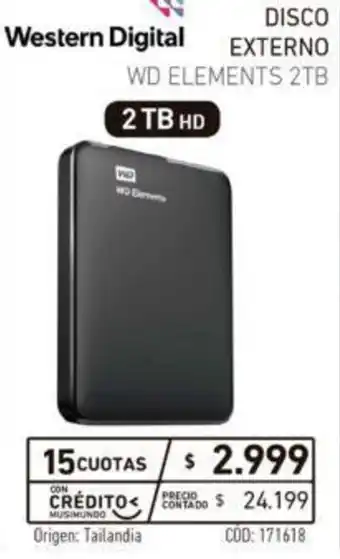 Musimundo Western Digital Disco Externo 2TB oferta