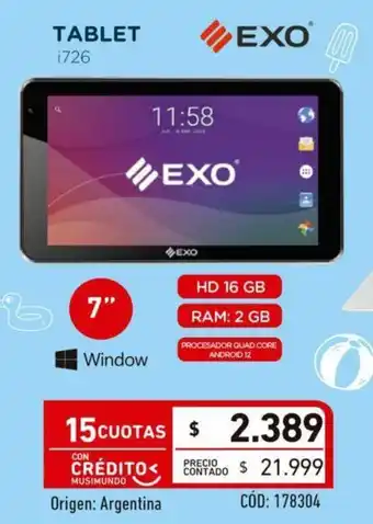 Musimundo Exo Tablet i726 - 7" oferta
