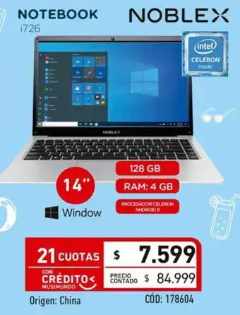 Musimundo Noblex Notebook i726 - 14" oferta