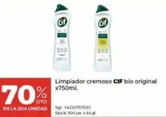 Disco Limpiador Cremoso CIF Bio Original x 750ml oferta