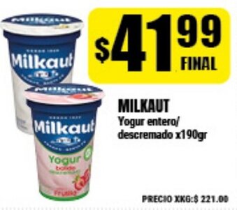Supermayorista Vital Milkaut Yogur entero/descremado x190gr oferta