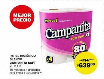 Atomo Conviene Papel higiénico blanco campanita soft xl plus oferta