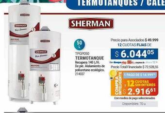 Cooperativa Obrera Sherman termotanque oferta