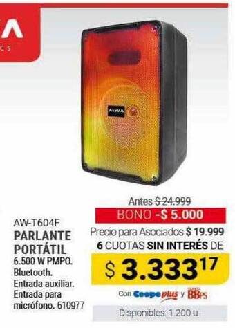 Cooperativa Obrera Parlante portátil oferta