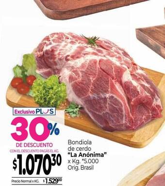 La Anonima Bondiola de cerdo oferta