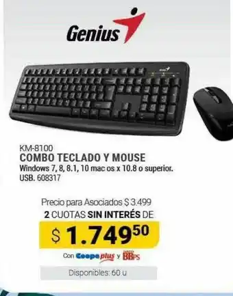 Cooperativa Obrera Genius combo teclado y mouse oferta