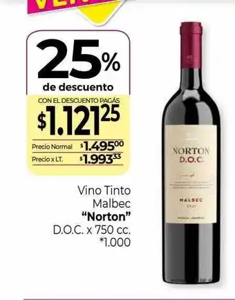La Anonima Vino tinto malbec norton oferta