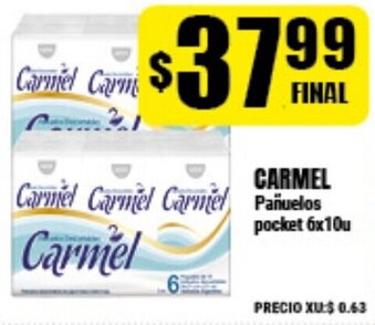 Supermayorista Vital Carmel Pañuelos pocket 6x10u oferta