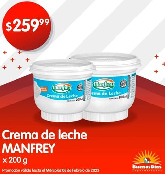 Supermercados Buenos Días Crema de Leche Manfrey 200g oferta