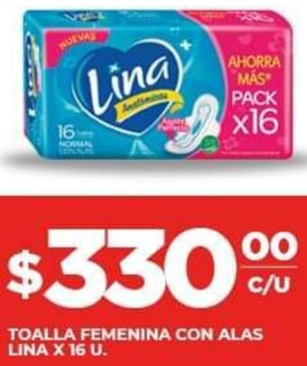 Supermercados DIA Toalla Femenina Con Alas Lina 16u oferta