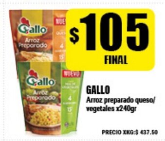 Supermayorista Vital Gallo Arroz preparado queso/vegetales x240gr oferta