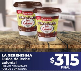 Supermayorista Vital La Serenisima Dulce de Leche Colonial oferta