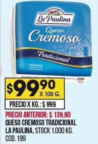 Coto Queso Cremoso Tradicional La Paulina 100g oferta
