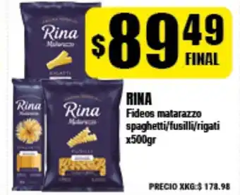 Supermayorista Vital Hina Fideos matarazzo spaghetti/fusilli/rigati x500gr oferta