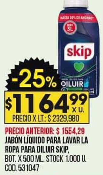 Coto Jabón Líquido para Lavar La Ropa para Diluir Skip 500ml oferta