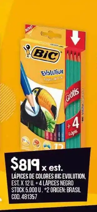 Coto Lápices de colores bic evolution est. x 12 u. + 4 lápices negro oferta