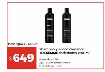 Disco Shampoo y acondicionador tresemme variedades oferta