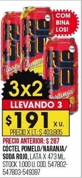 Coto Cóctel pomelo naranja soda rojo oferta