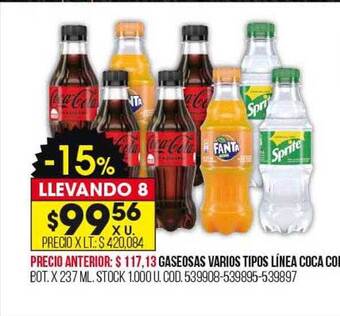 Coto Gaseosas varios tipos línea coca cola oferta