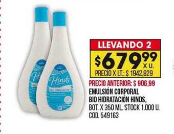 Coto Emulsión corporal bio hidratación hinds oferta