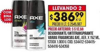 Coto Desodorante antitranspirante varias fragancias axe oferta
